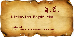 Mirkovics Bogárka névjegykártya